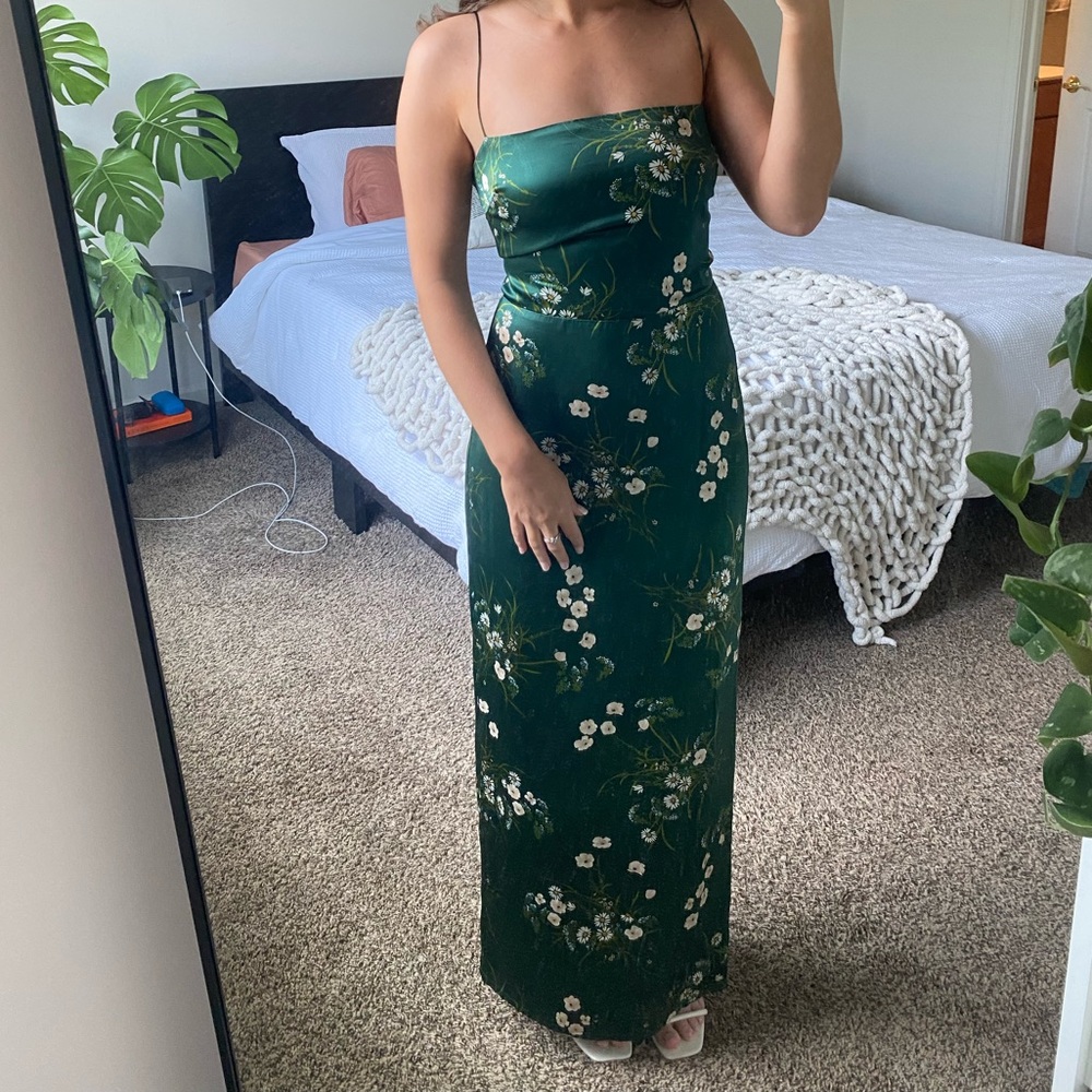 Reformation Frankie Silk Dress (color: Buena)